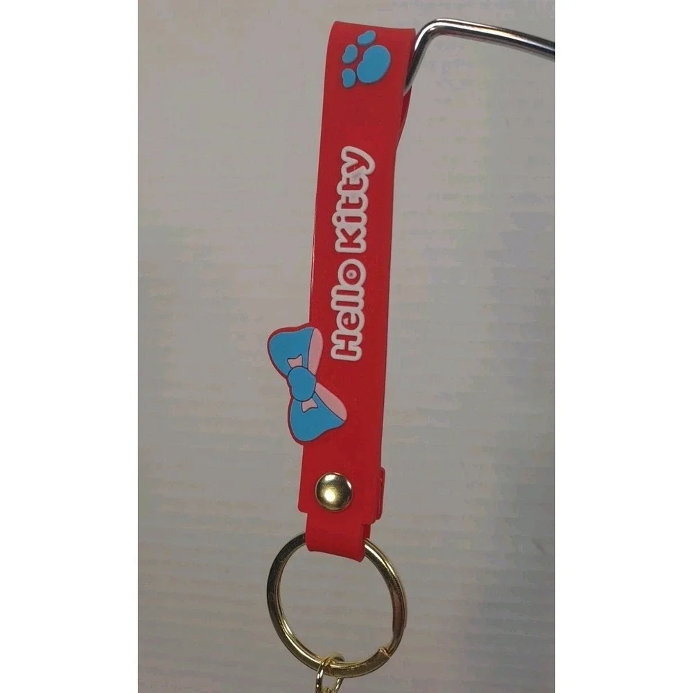 New Hello Kitty PVC 3D Backpack Purse Charm‎ Keychain Red Outfit With Snowmen